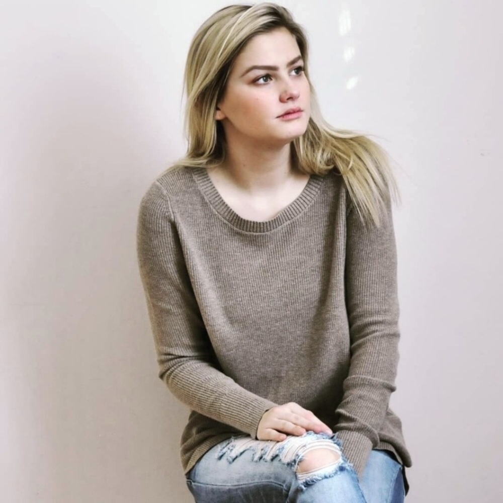 New! Taupe Long Knit Sweater - Picture 5 of 6